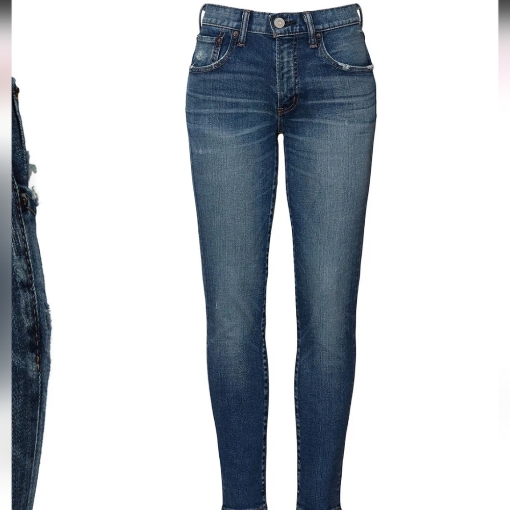 MOUSSY VINTAGE DISTRESS RIDIG SUNDANCE SKINNY CROPPED JEANS SZ 28 - Picture 2 of 16